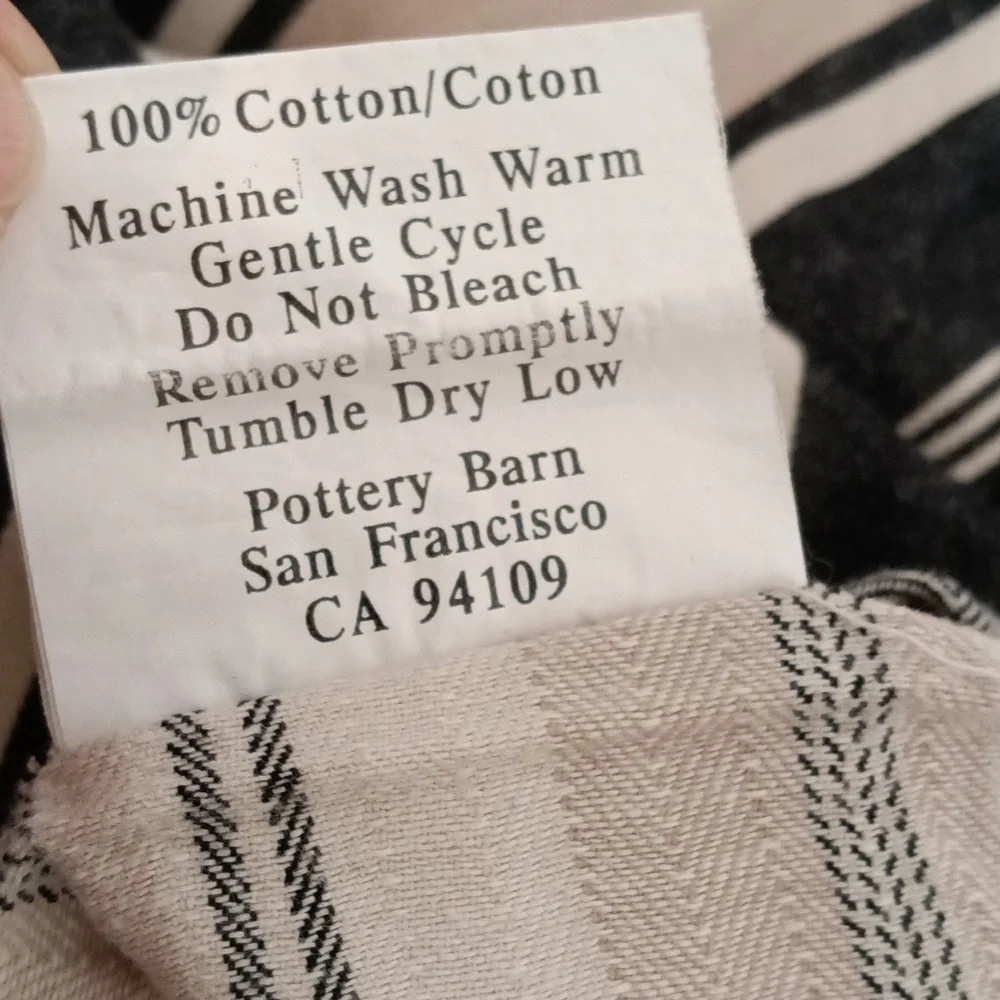 Pottery Barn Cotton Herringbone Awning Stripe King Duvet